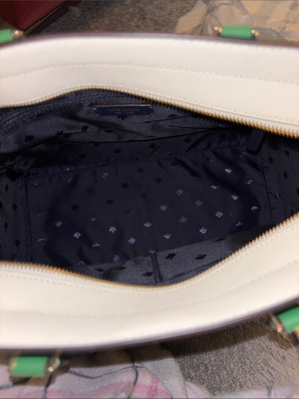 kate spade Navy, White & Green Saffiano Leather Tote - Picture 8 of 10